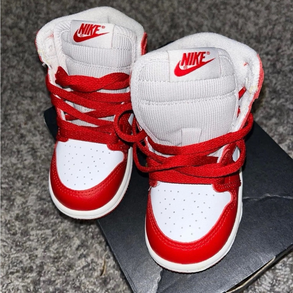Nike Red and White High-Top Sneakers
